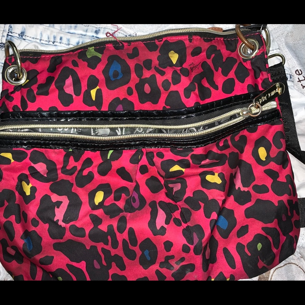 BETSEY JOHNSON PINK CHEETAH PRINT SHOULDER BAG